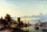 Jan Jacob Coenraad Spohler - Boats On A Dutch Canal